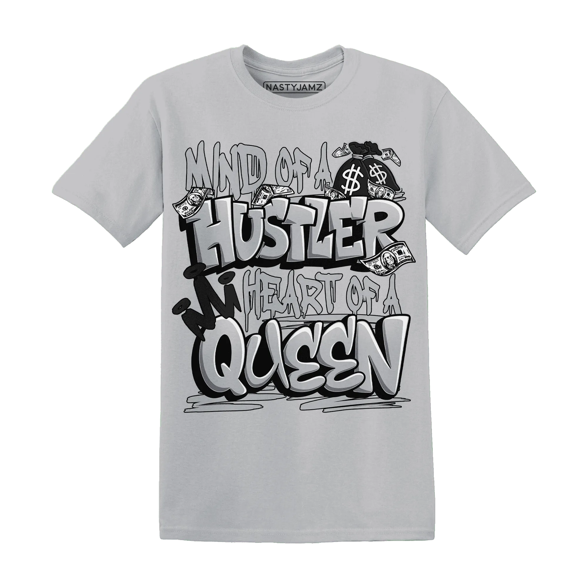 NastyJamz-Wolf-Grey-12s-T-Shirt-Match-Hustler-Heart-Queen