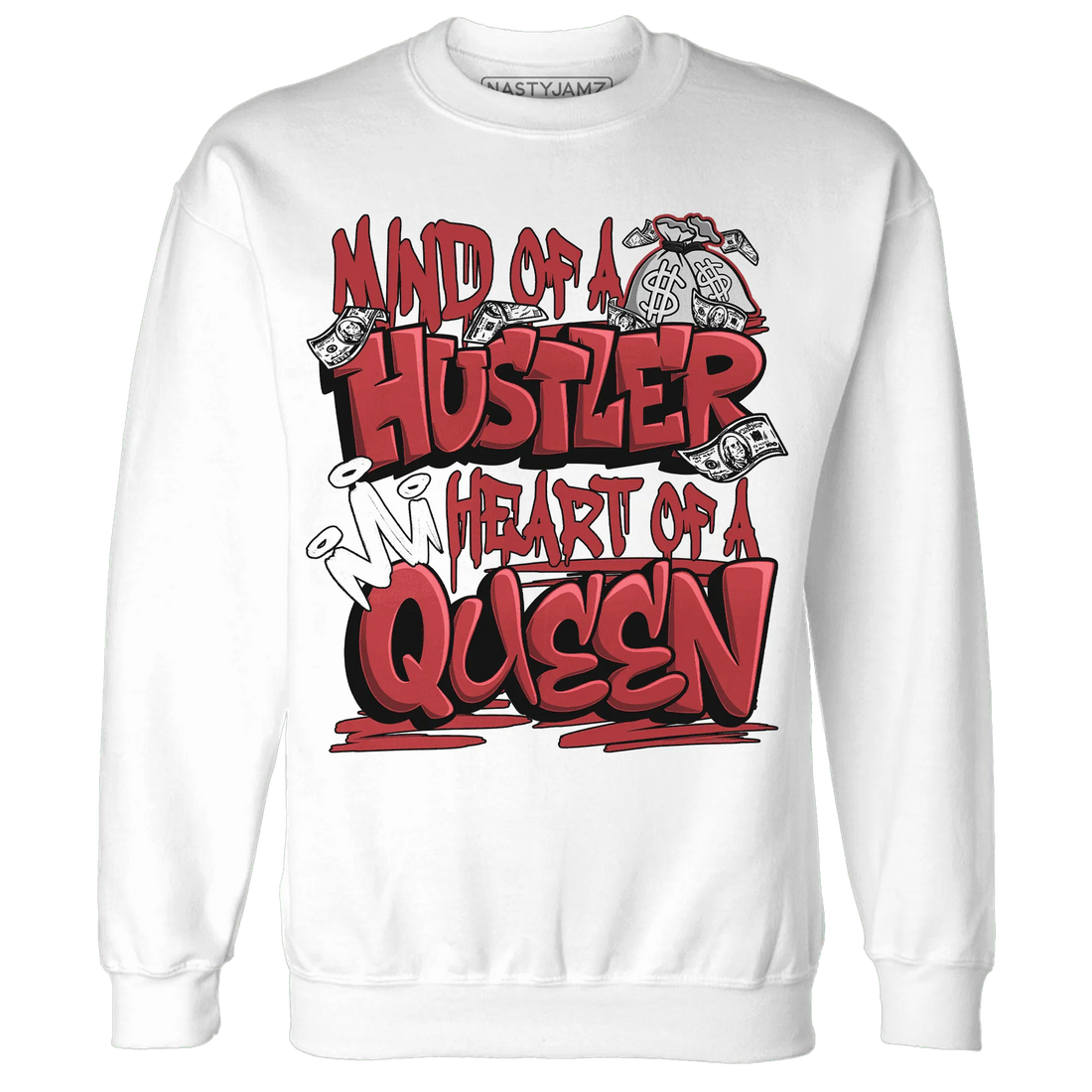 Black-Toe-Reimagined-Red-White-1s-NastyJamz-Sweatshirt-Match-Hustler-Heart-Queen