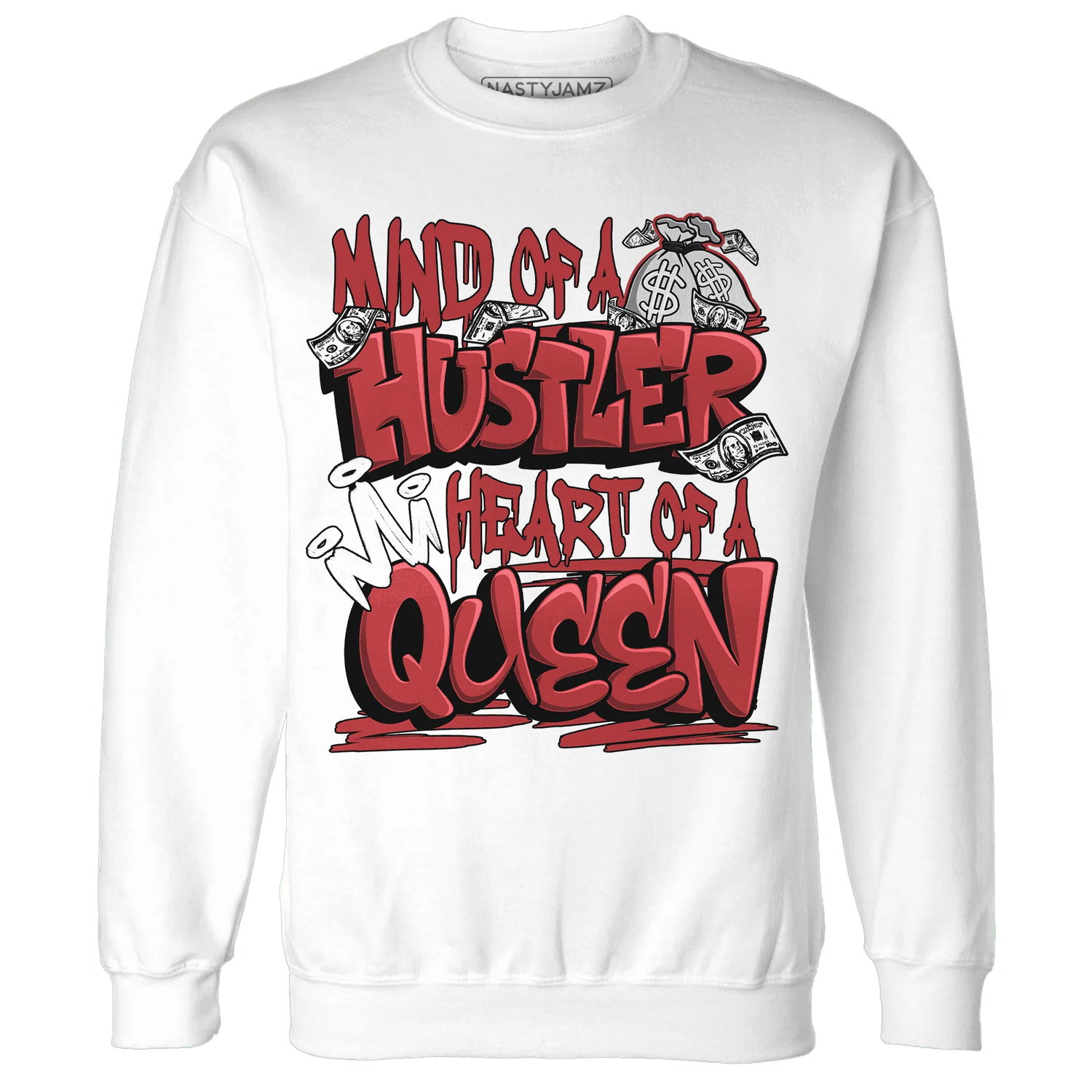 Black-Toe-Reimagined-Red-White-1s-NastyJamz-Sweatshirt-Match-Hustler-Heart-Queen