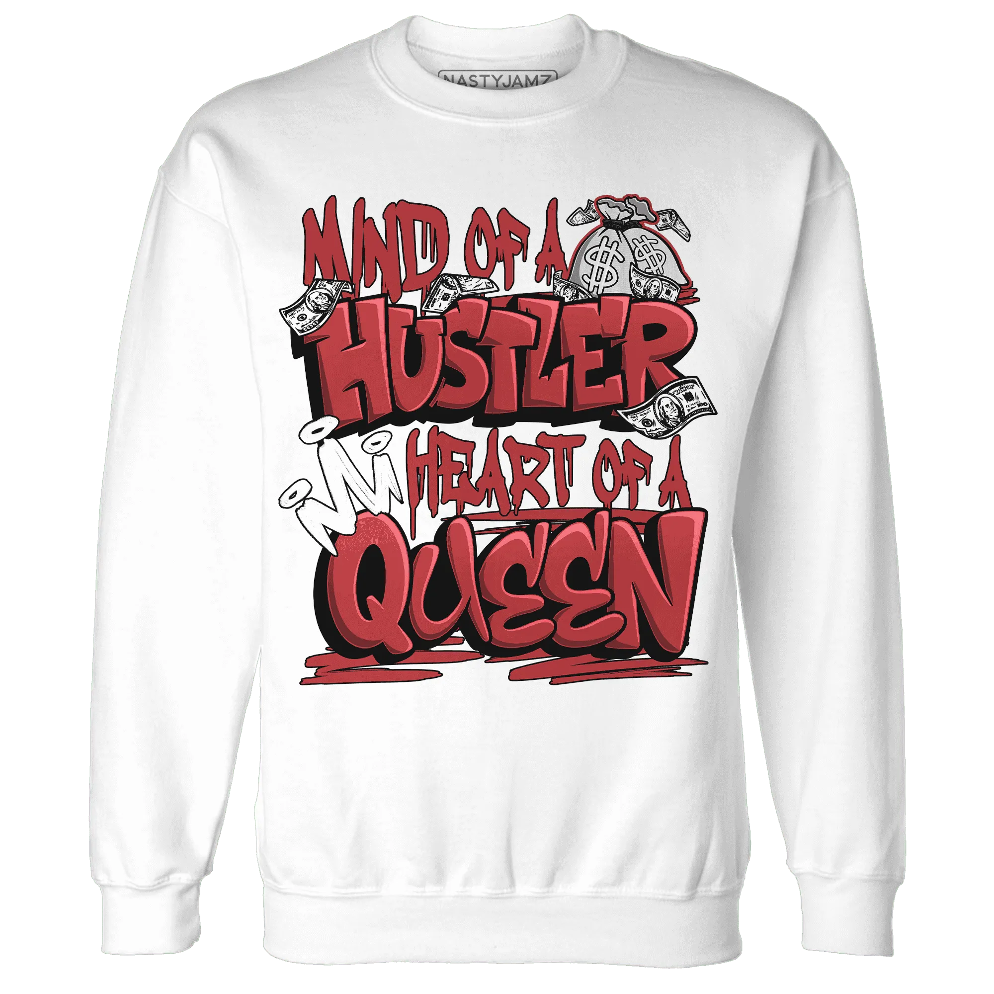 Black-Toe-Reimagined-Red-White-1s-NastyJamz-Sweatshirt-Match-Hustler-Heart-Queen