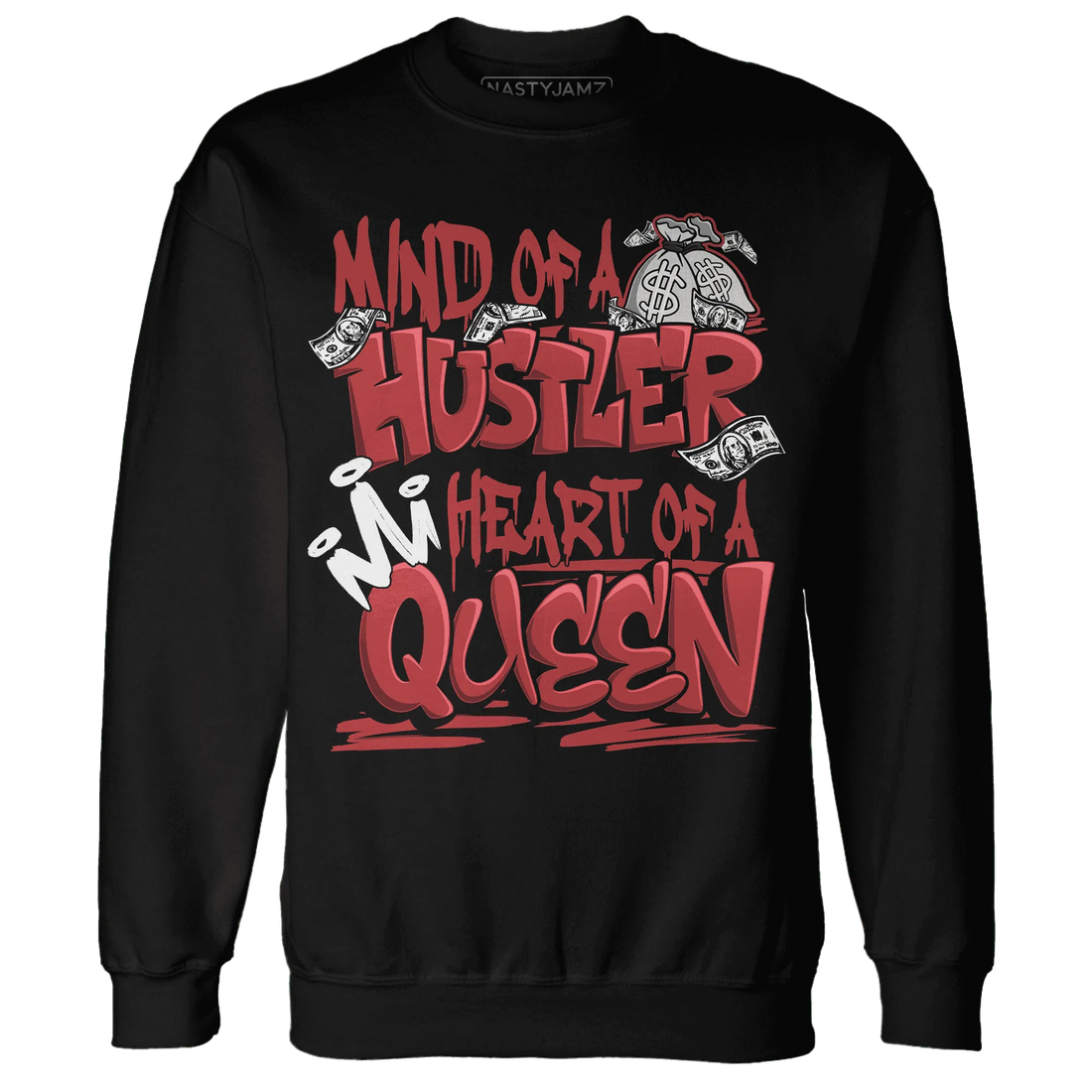 Black-Toe-Reimagined-Red-White-1s-NastyJamz-Sweatshirt-Match-Hustler-Heart-Queen