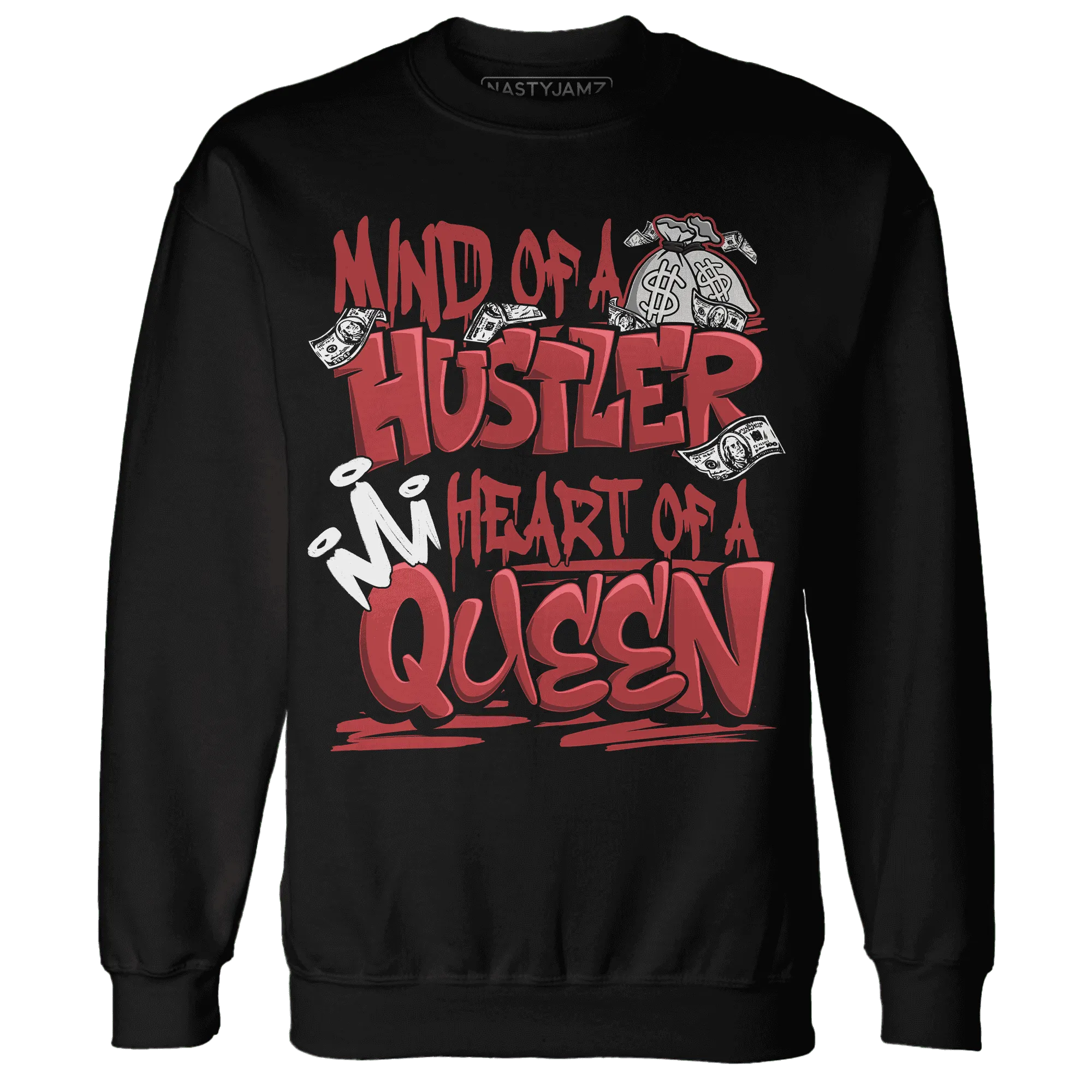 Black-Toe-Reimagined-Red-White-1s-NastyJamz-Sweatshirt-Match-Hustler-Heart-Queen