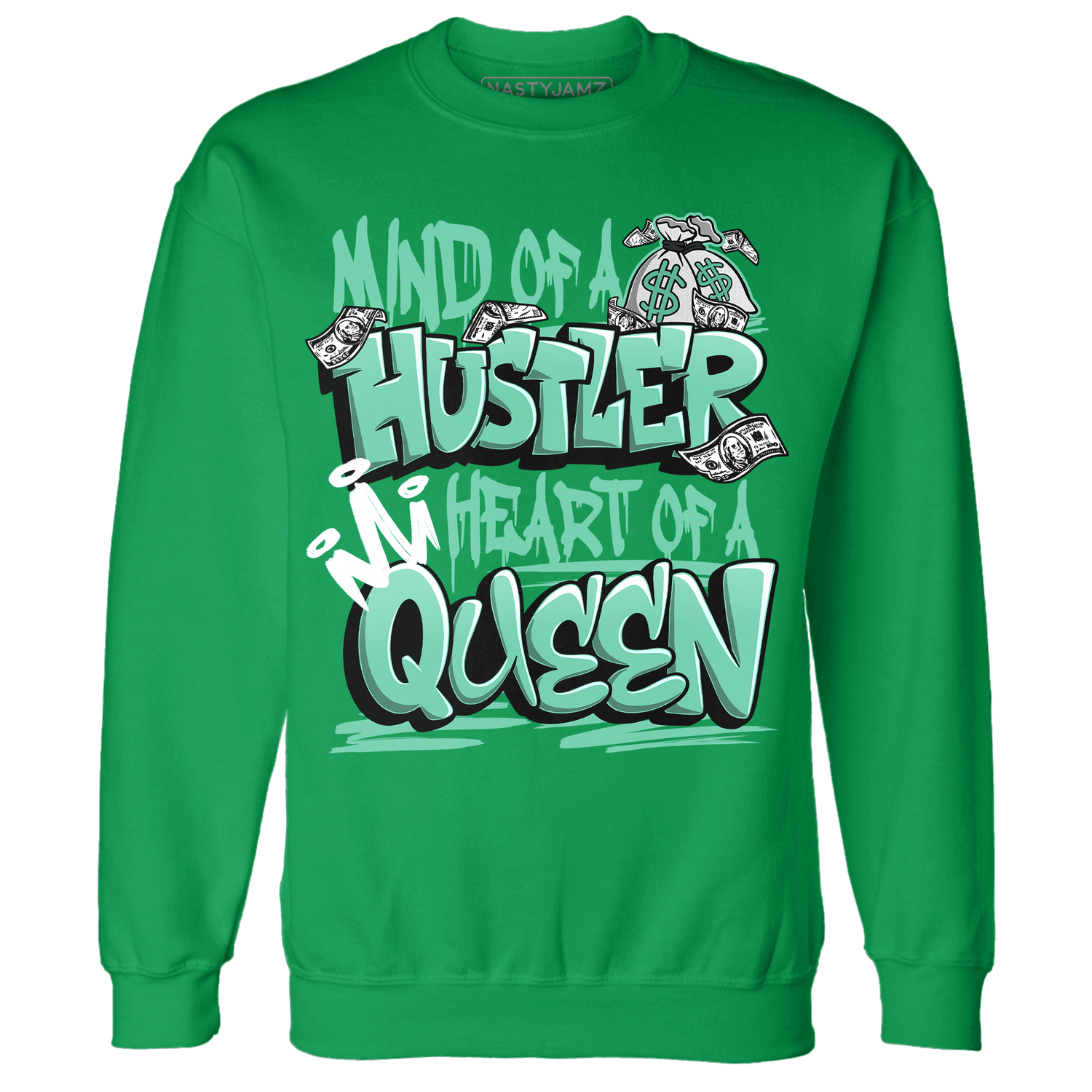 High OG Green Glow 1s Sweatshirt Match Hustler Heart Queen - NastyJamz