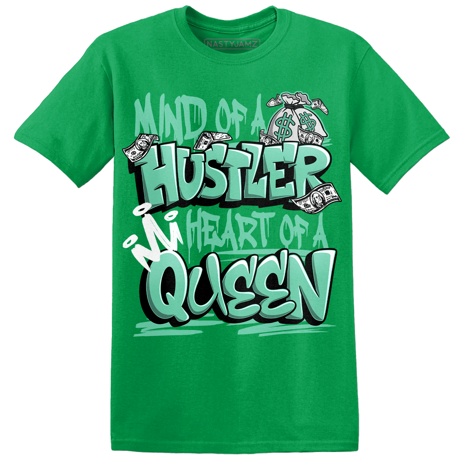 High OG Green Glow 1s T Shirt Match Hustler Heart Queen - NastyJamz