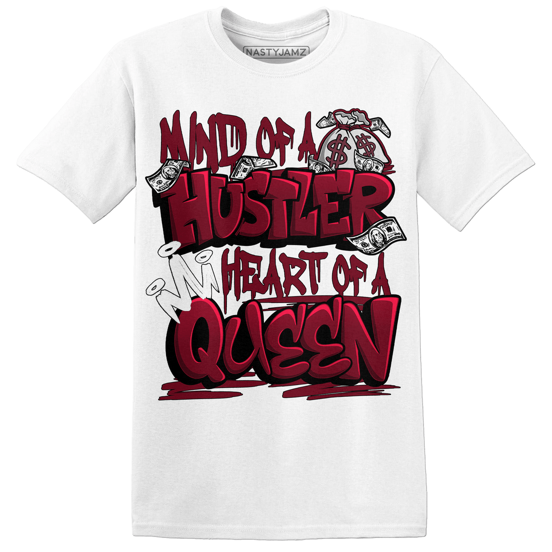 High White Team Red 1s T Shirt Match Hustler Heart Queen - NastyJamz