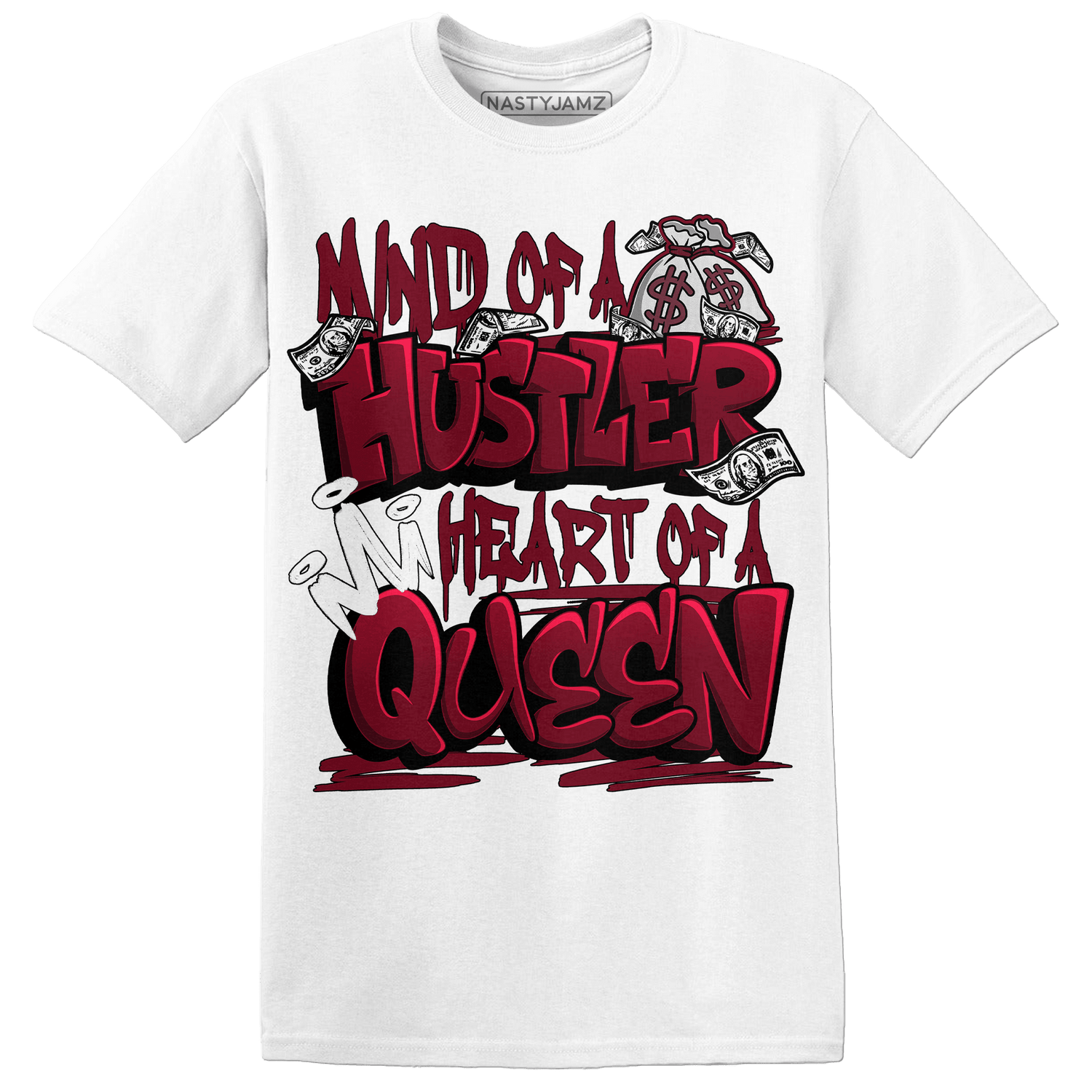High White Team Red 1s T Shirt Match Hustler Heart Queen - NastyJamz