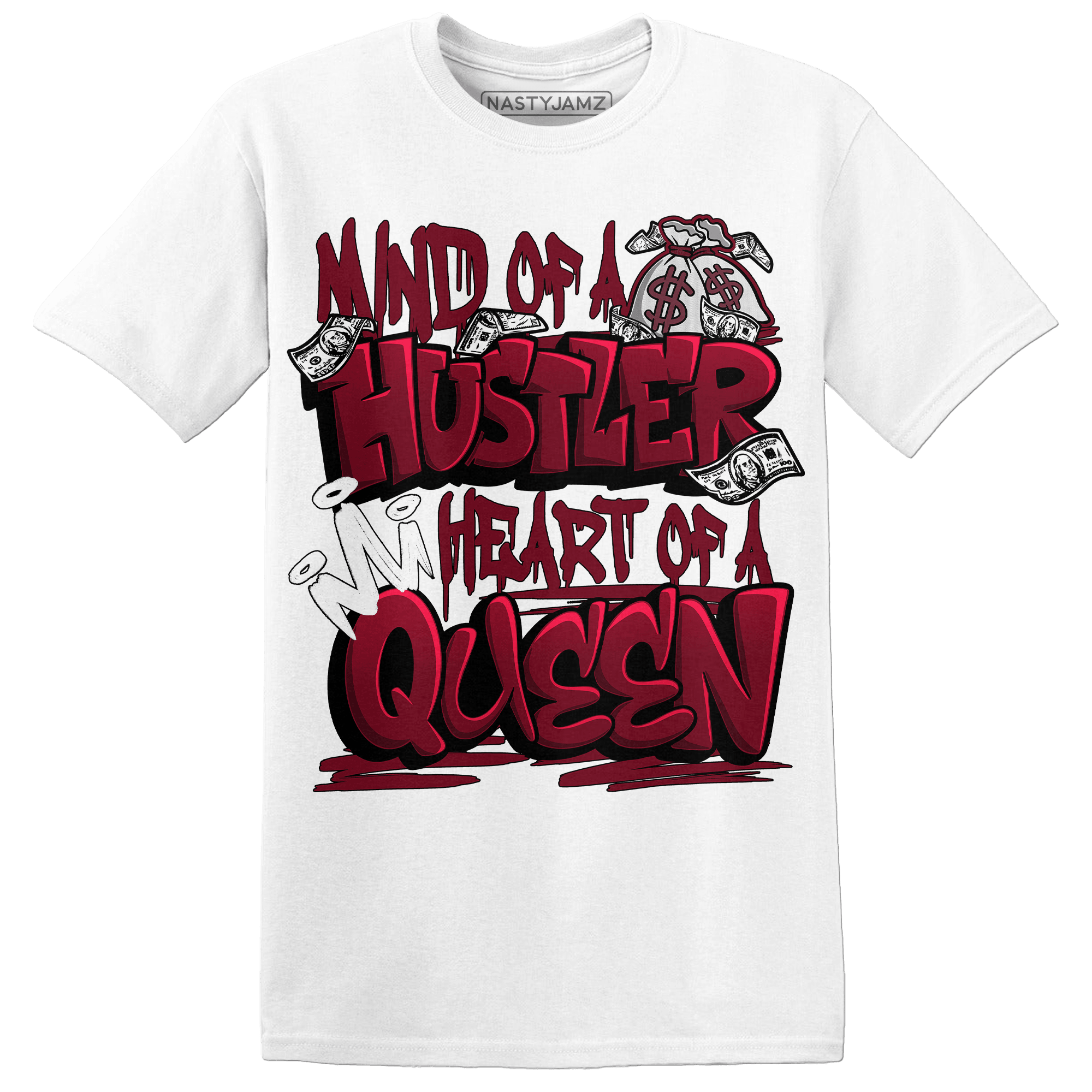 High White Team Red 1s T Shirt Match Hustler Heart Queen - NastyJamz