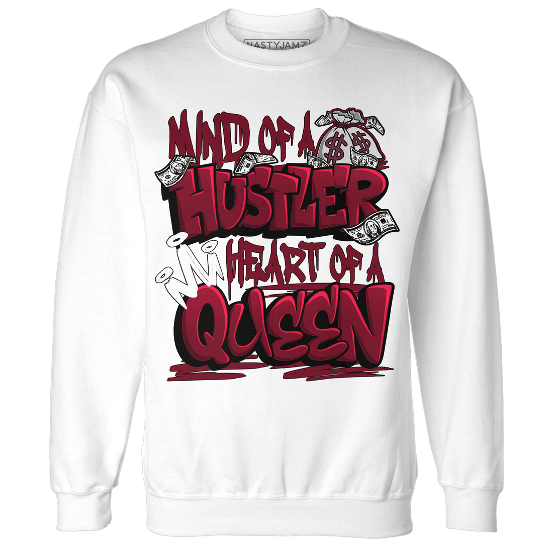 High White Team Red 1s Sweatshirt Match Hustler Heart Queen - NastyJamz
