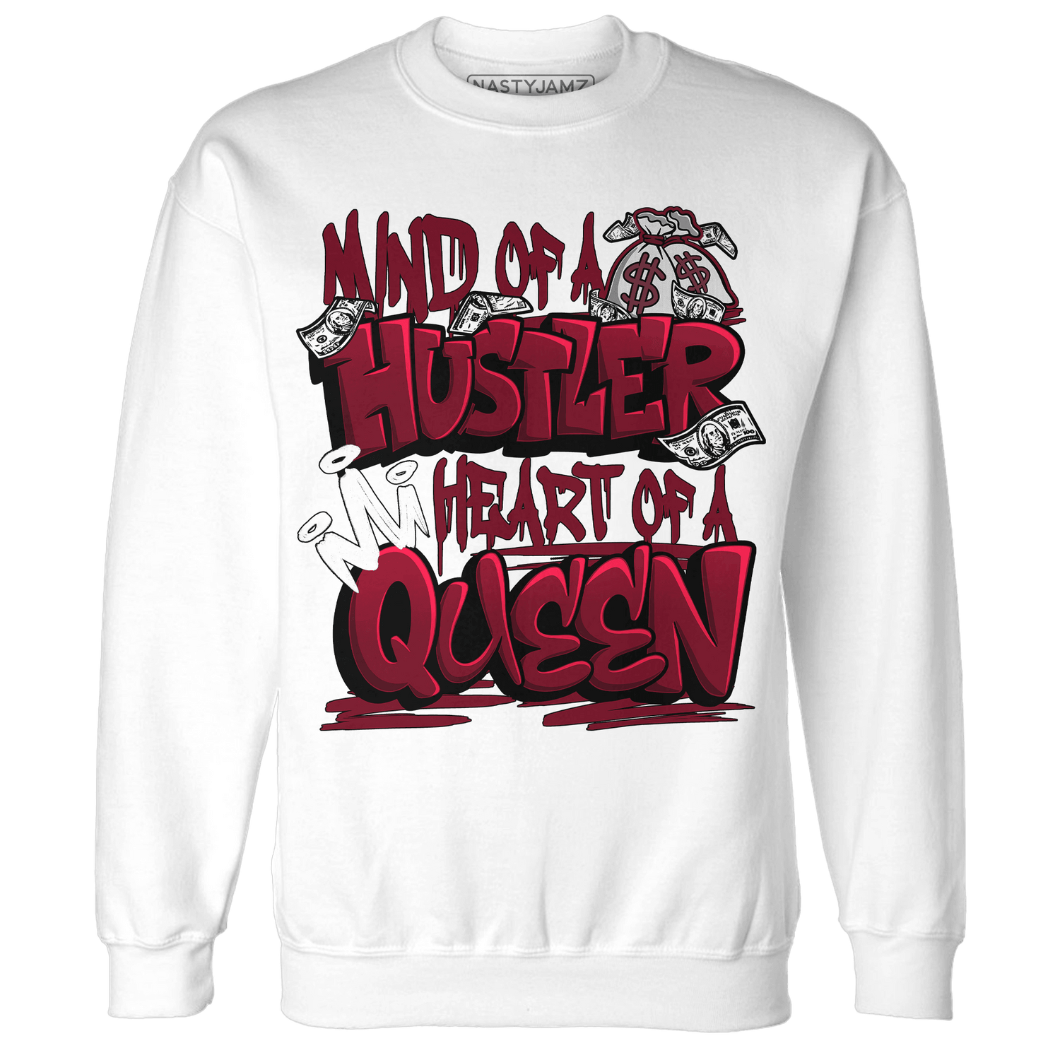 High White Team Red 1s Sweatshirt Match Hustler Heart Queen - NastyJamz
