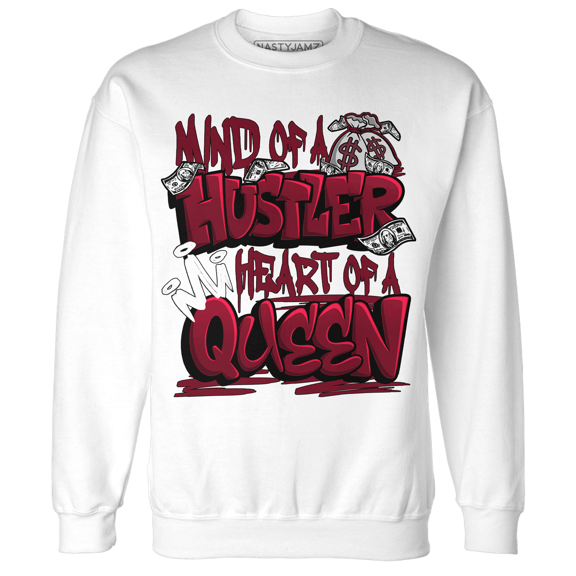 High White Team Red 1s Sweatshirt Match Hustler Heart Queen - NastyJamz