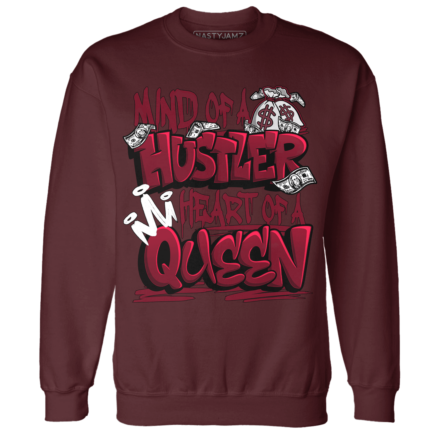 High White Team Red 1s Sweatshirt Match Hustler Heart Queen - NastyJamz