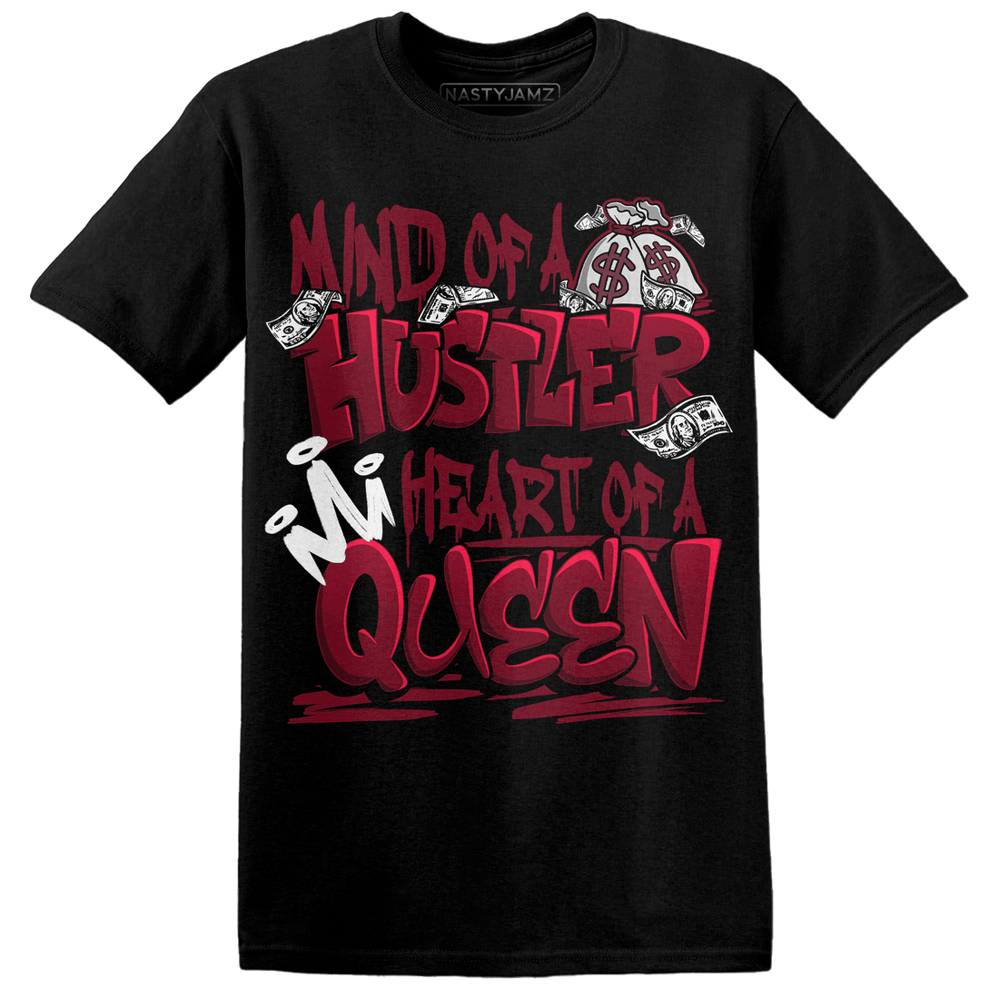 High White Team Red 1s T Shirt Match Hustler Heart Queen - NastyJamz