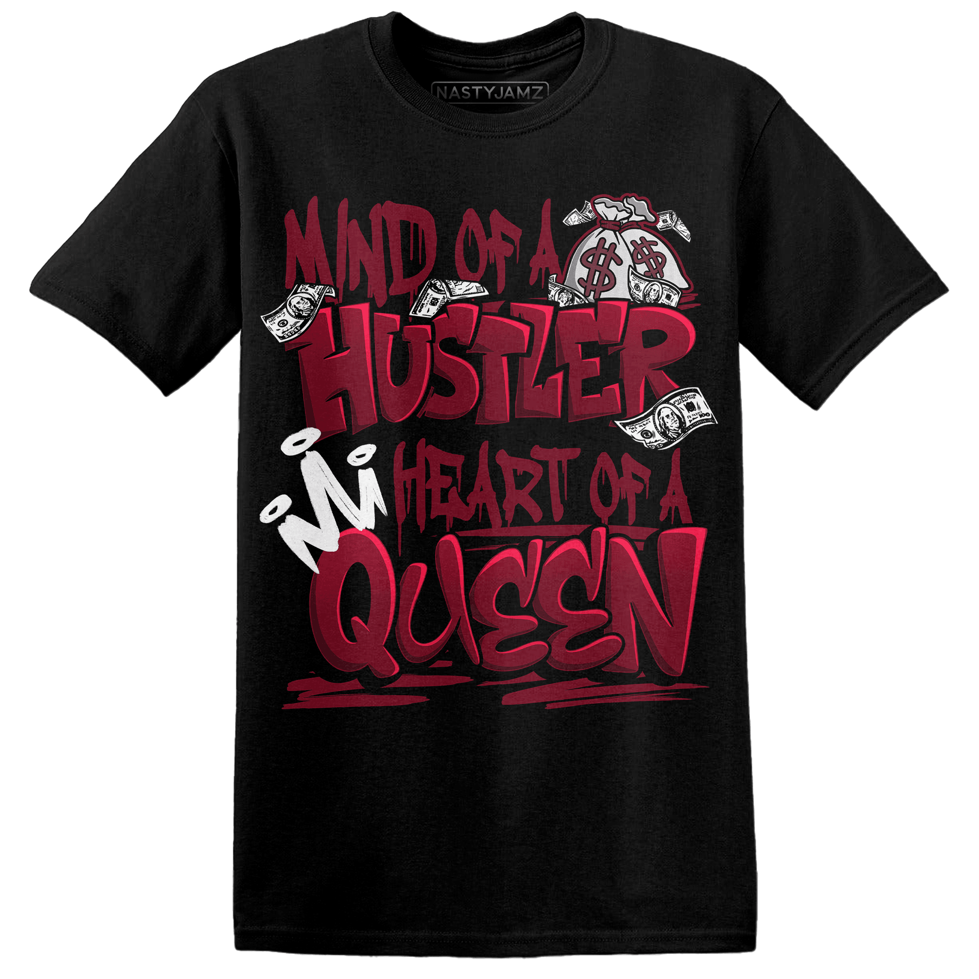 High White Team Red 1s T Shirt Match Hustler Heart Queen - NastyJamz