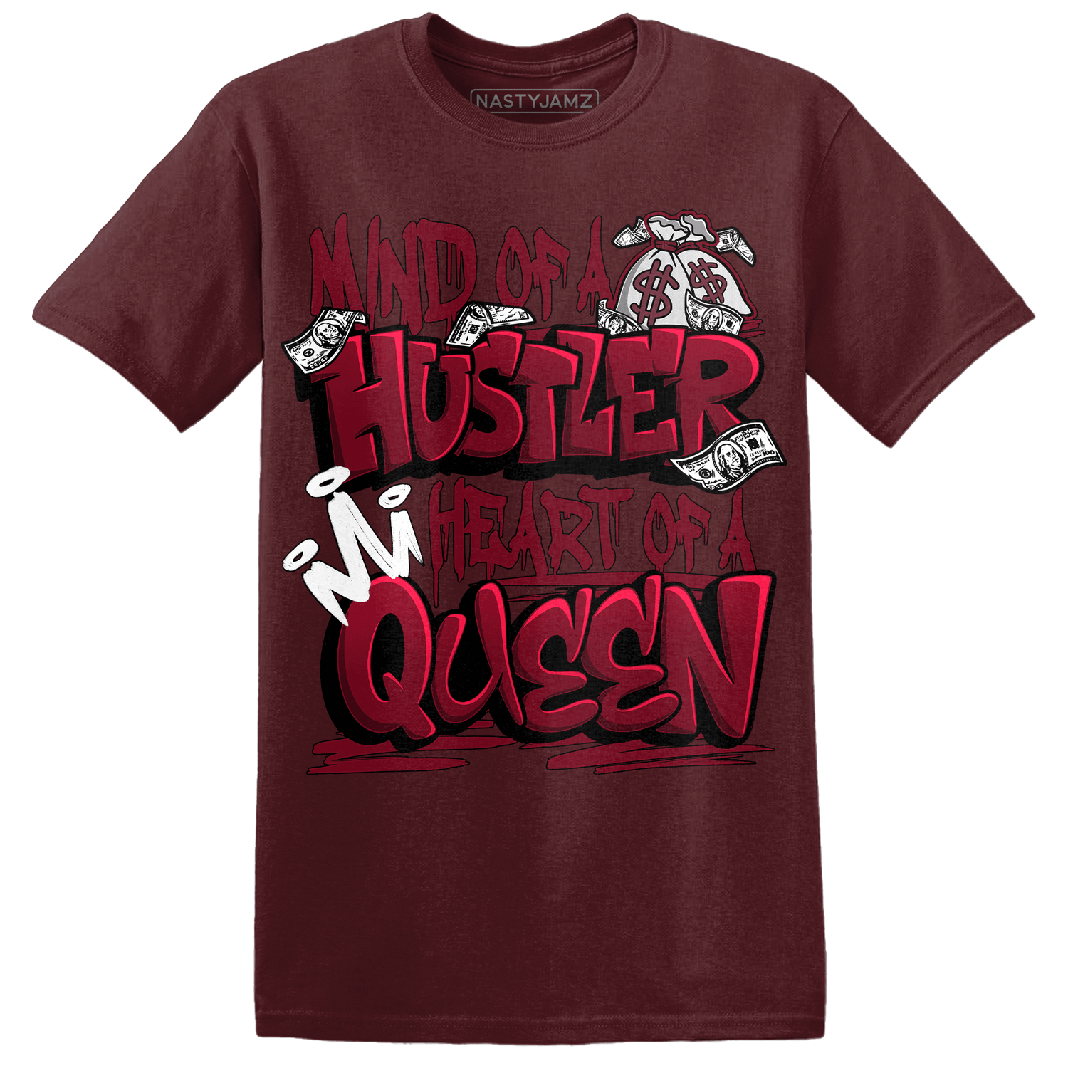 High White Team Red 1s T Shirt Match Hustler Heart Queen - NastyJamz