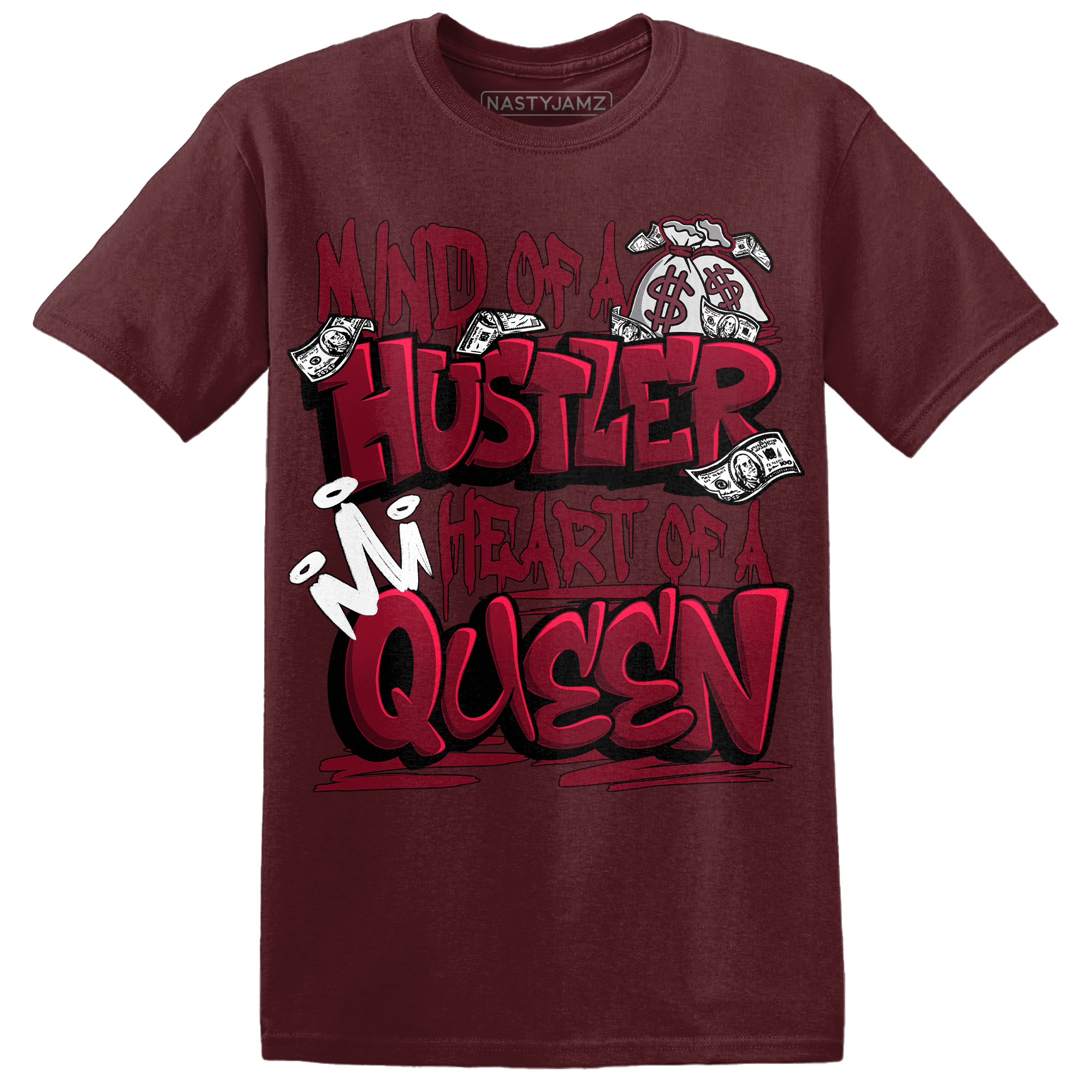 High White Team Red 1s T Shirt Match Hustler Heart Queen - NastyJamz