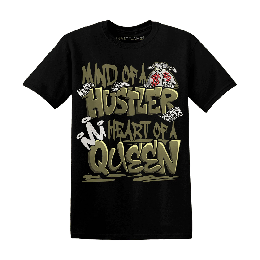 NastyJamz-Medium-Olive-1s-T-Shirt-Match-Hustler-Heart-Queen