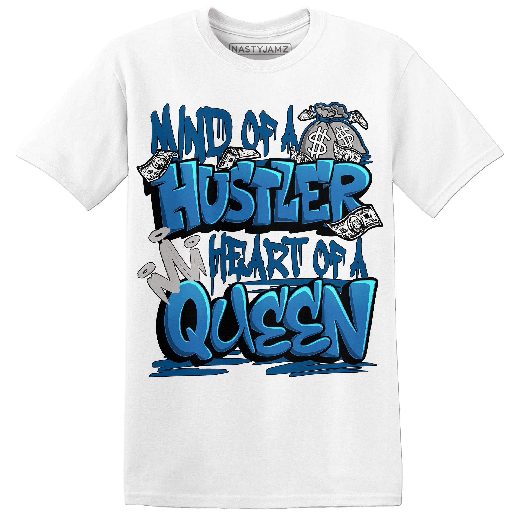 Industrial Blue 4s T Shirt Match Hustler Heart Queen - NastyJamz