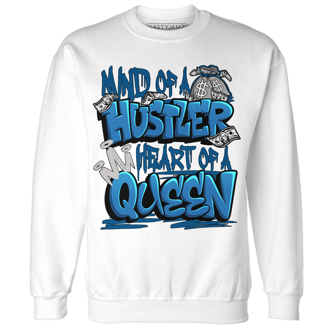 Industrial Blue 4s Sweatshirt Match Hustler Heart Queen - NastyJamz