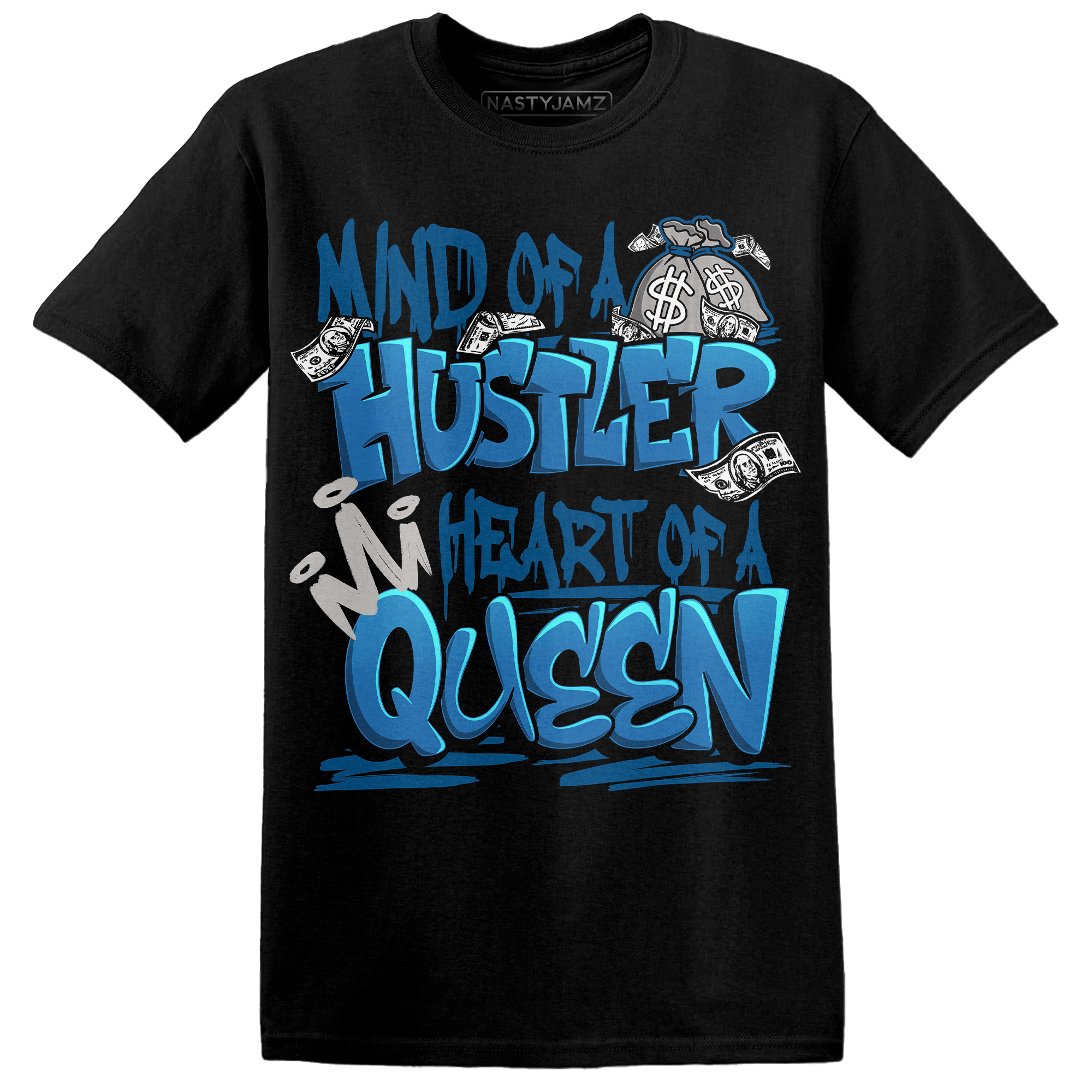 Industrial Blue 4s T Shirt Match Hustler Heart Queen - NastyJamz