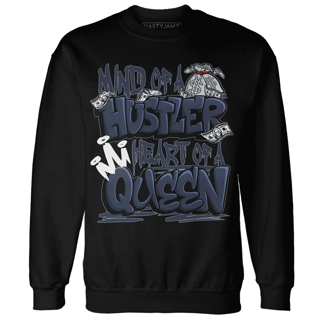 White-Navy-6s-Sweatshirt-Match-Hustler-Heart-Queen