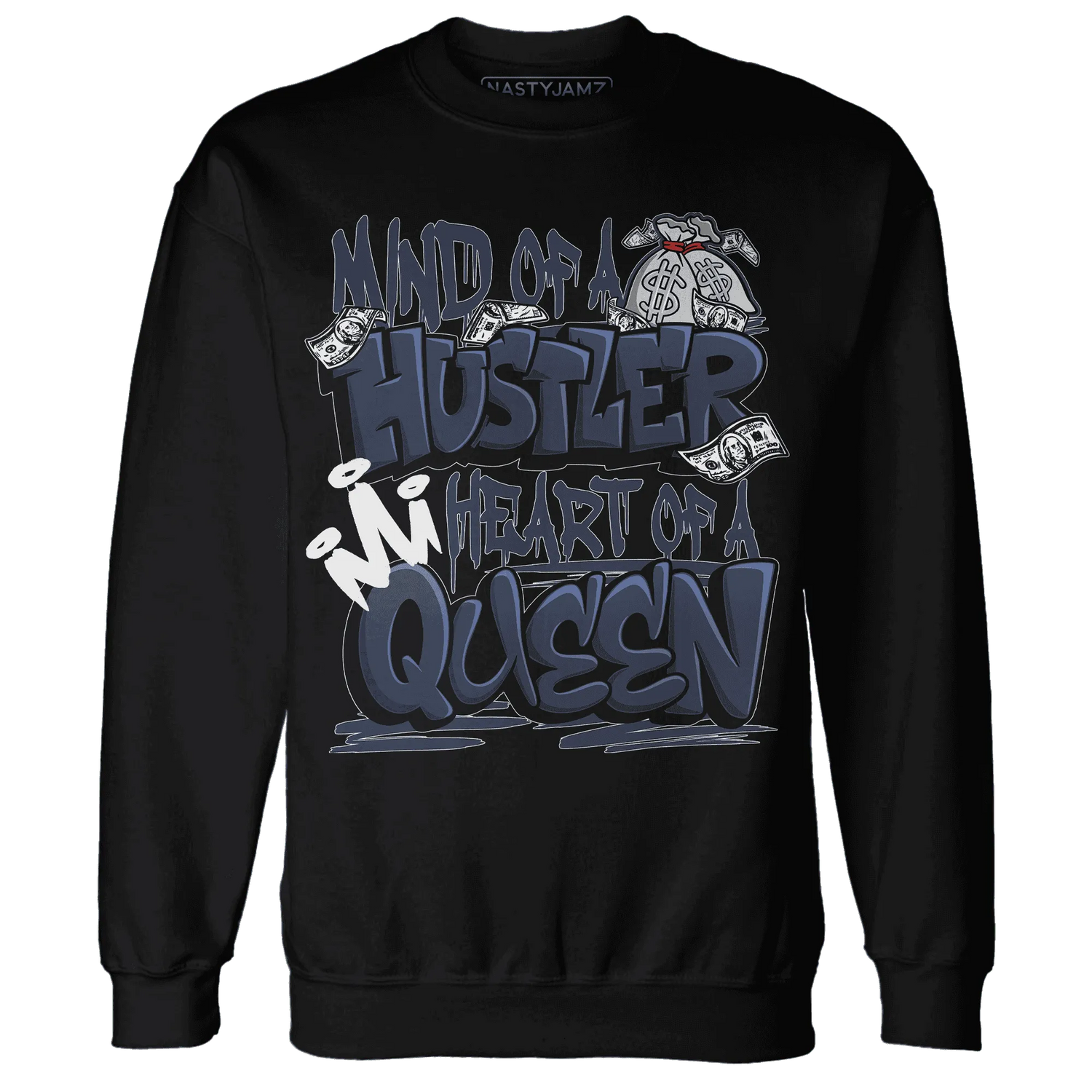 White-Navy-6s-Sweatshirt-Match-Hustler-Heart-Queen