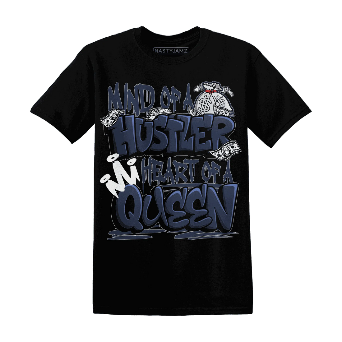 White-Navy-6s-T-Shirt-Match-Hustler-Heart-Queen