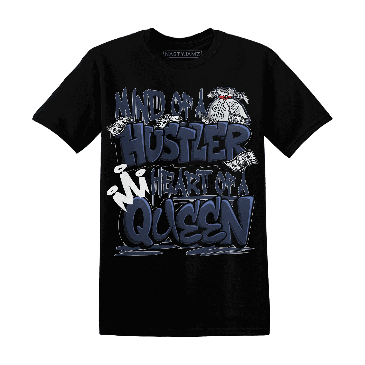 White-Navy-6s-T-Shirt-Match-Hustler-Heart-Queen
