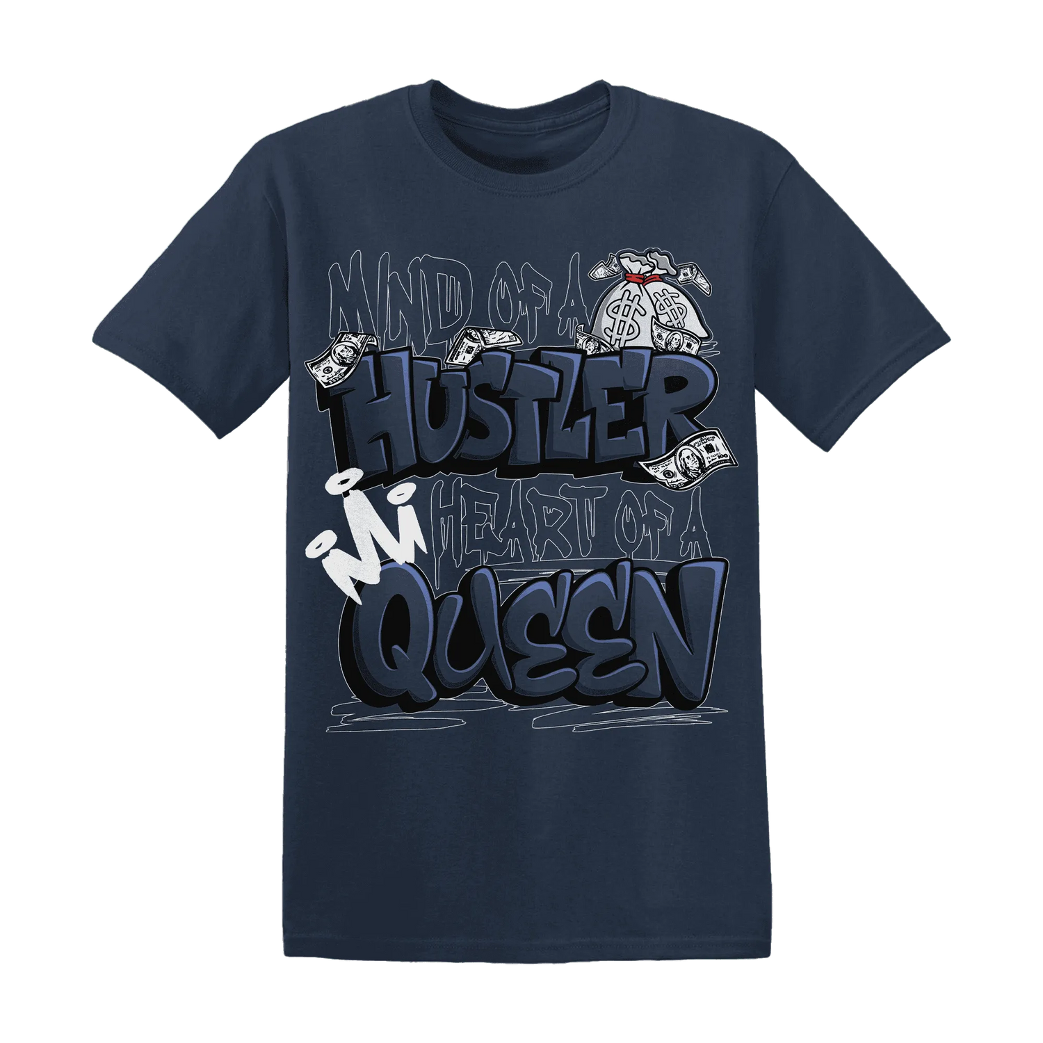 White-Navy-6s-T-Shirt-Match-Hustler-Heart-Queen
