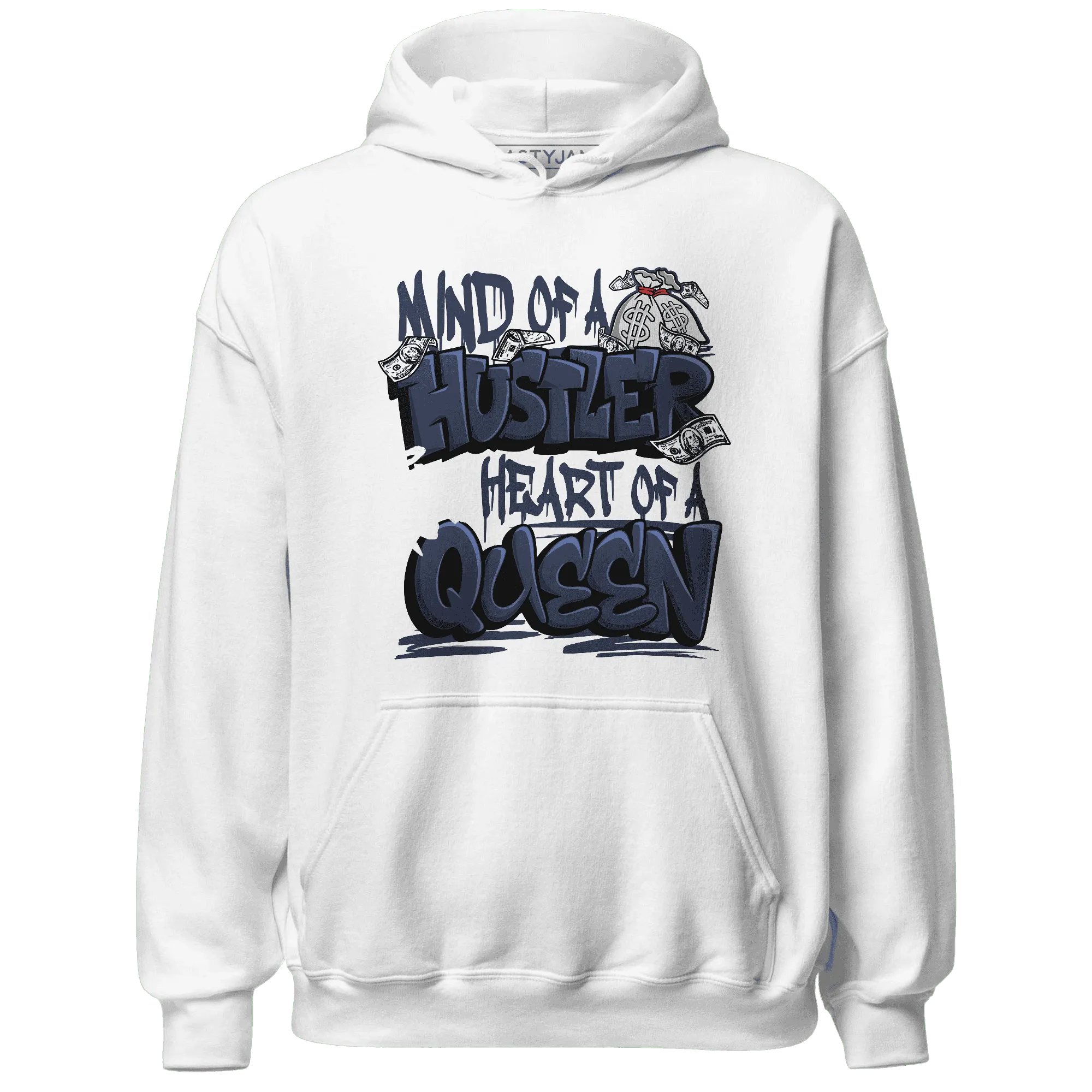 White-Navy-6s-Hoodie-Match-Hustler-Heart-Queen