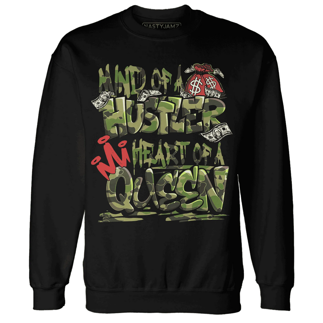 AM-90-Dark-Sage-Solar-Red-NastyJamz-Sweatshirt-Match-Hustler-Heart-Queen