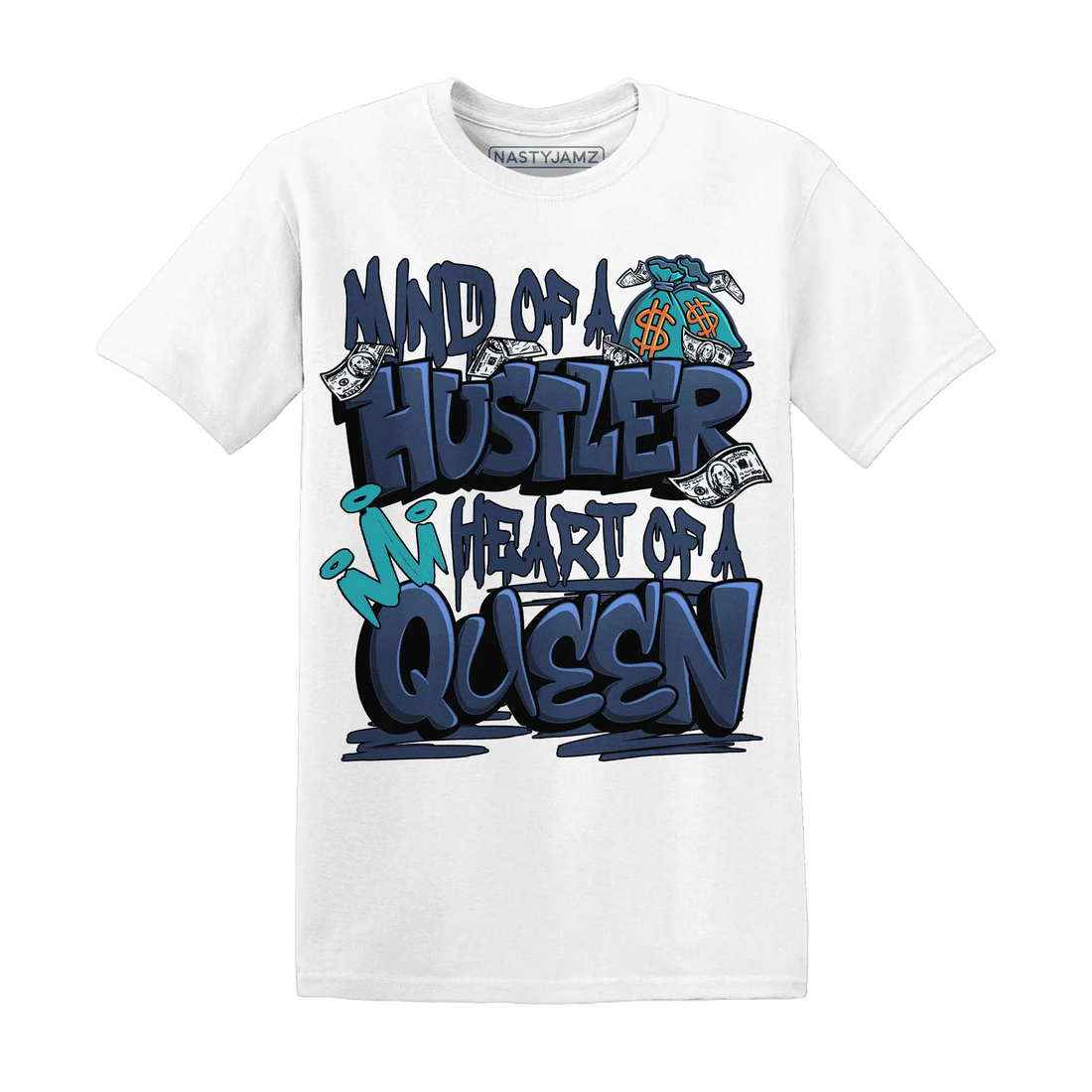 NastyJamz-AM-Plus-Drift-Midnight-Navy-Total-Orange-Dusty-Cactus-T-Shirt-Match-Hustler-Heart-Queen