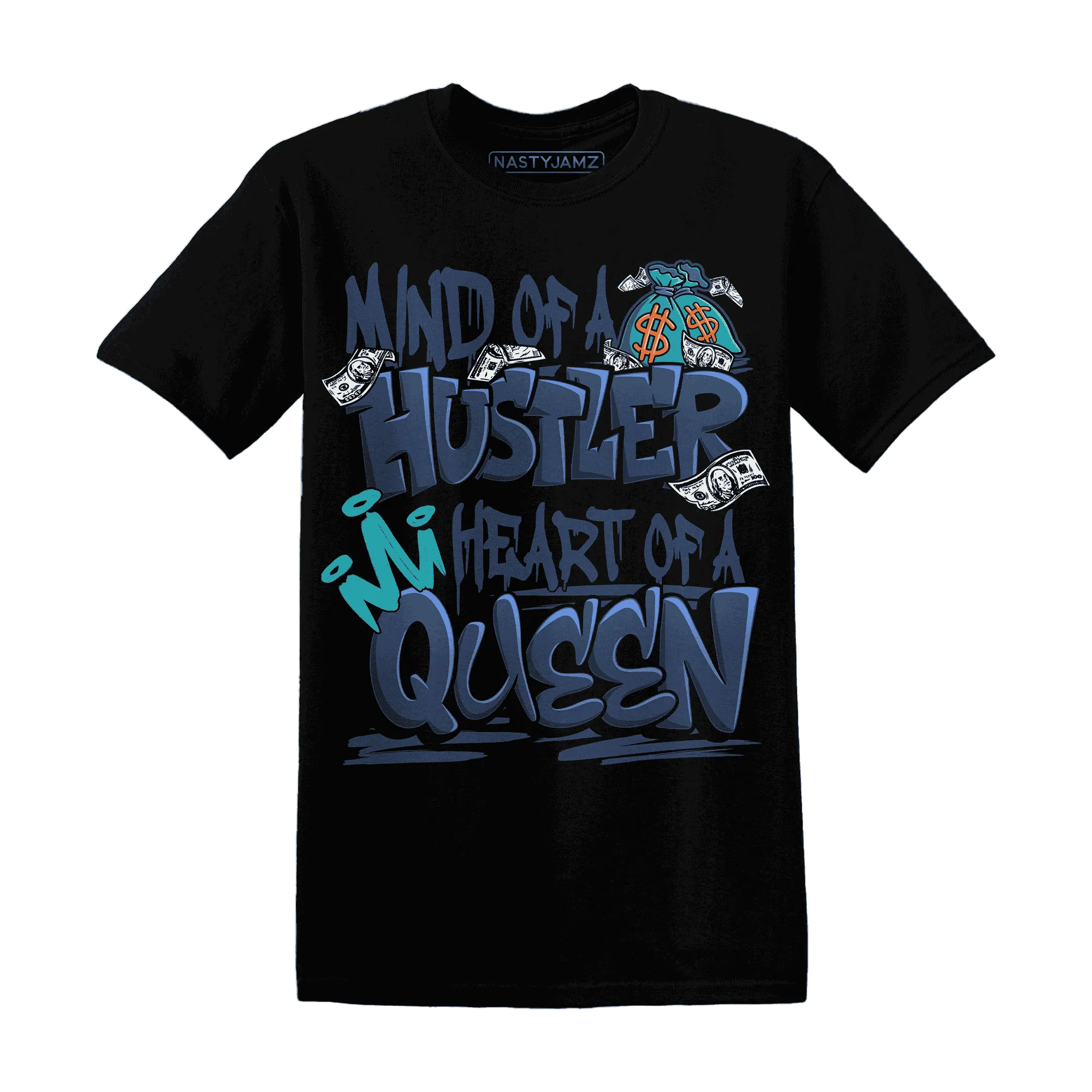 NastyJamz-AM-Plus-Drift-Midnight-Navy-Total-Orange-Dusty-Cactus-T-Shirt-Match-Hustler-Heart-Queen