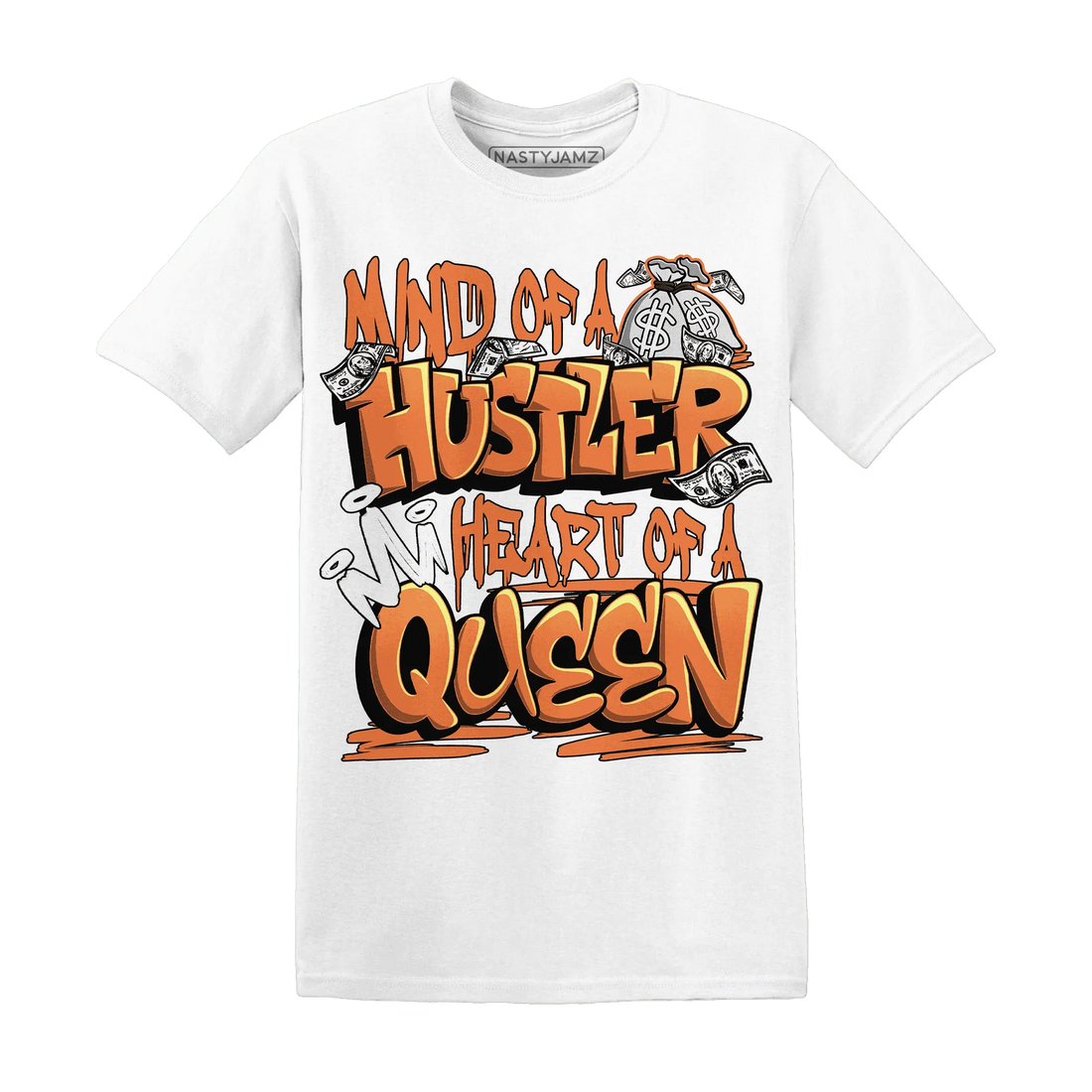 NastyJamz-AM-TW-White-Orange-T-Shirt-Match-Hustler-Heart-Queen