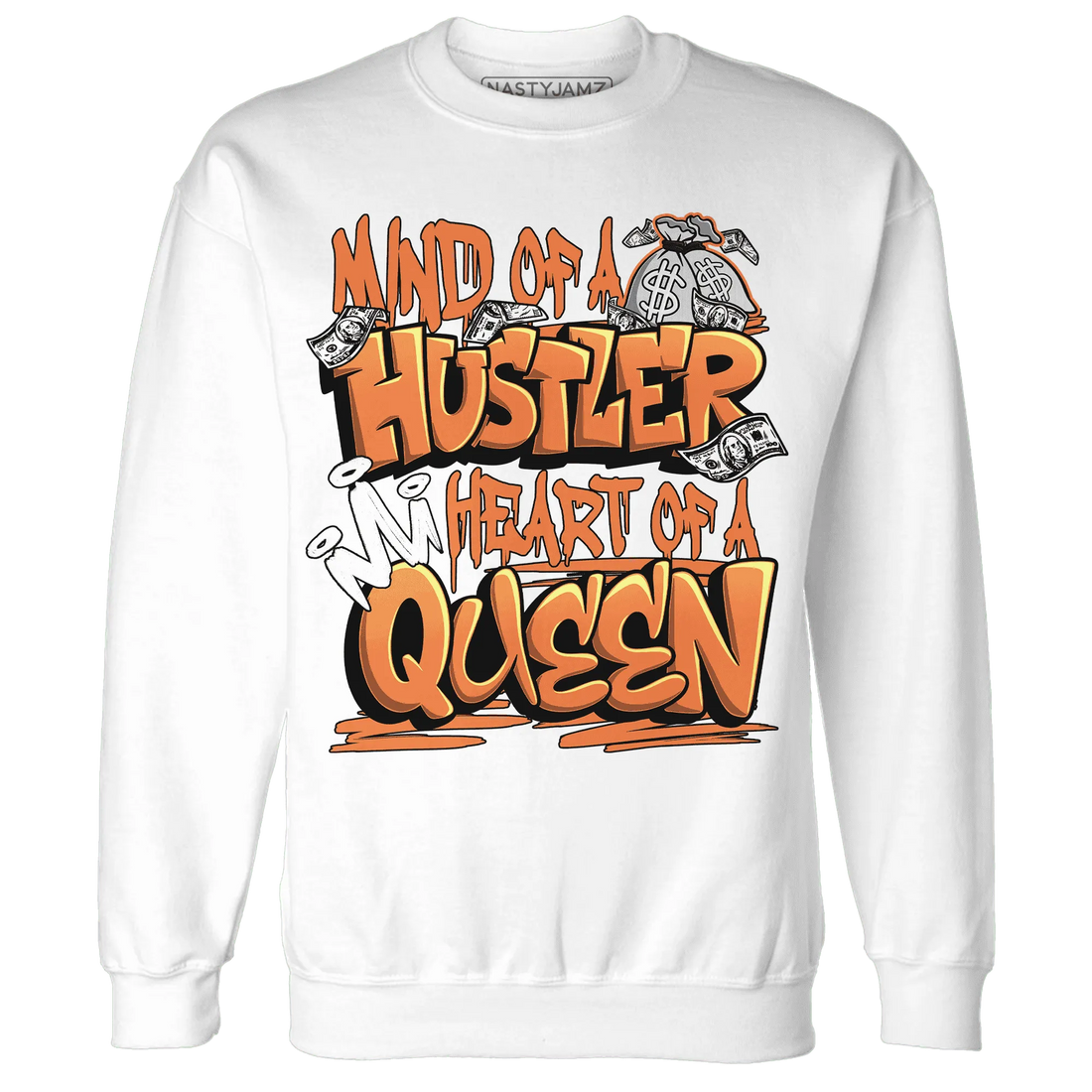 NastyJamz-AM-TW-White-Orange-Sweatshirt-Match-Hustler-Heart-Queen