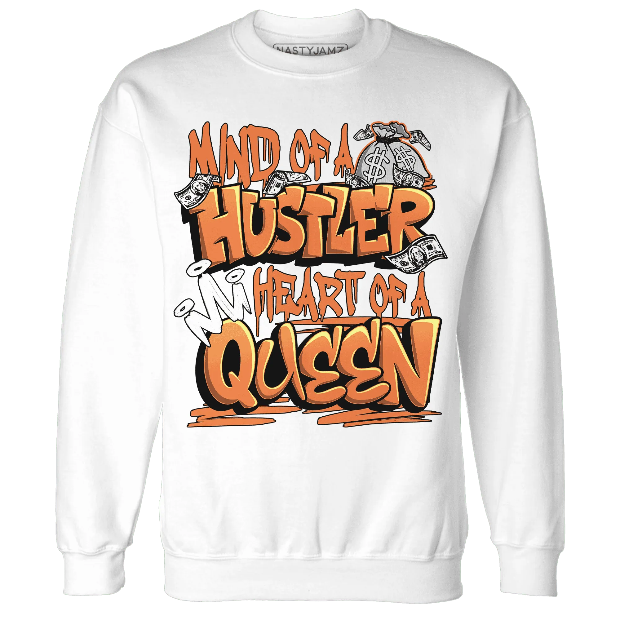 NastyJamz-AM-TW-White-Orange-Sweatshirt-Match-Hustler-Heart-Queen