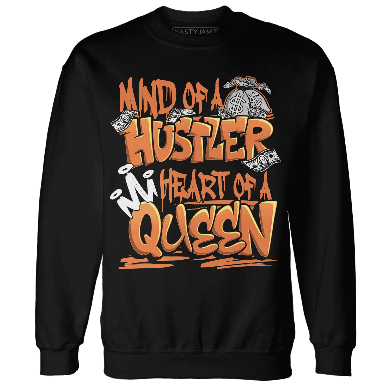 NastyJamz-AM-TW-White-Orange-Sweatshirt-Match-Hustler-Heart-Queen