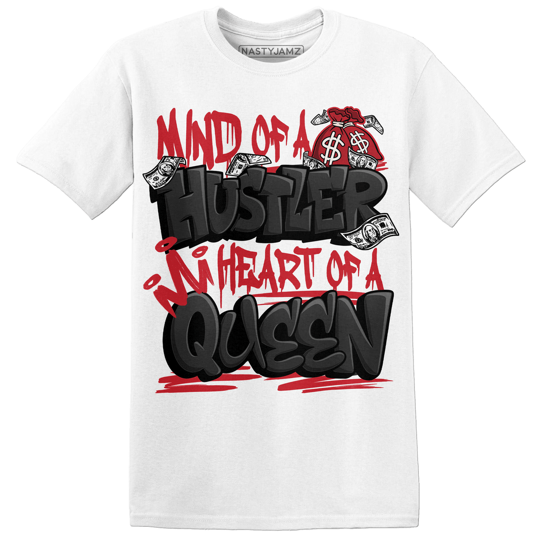 Jumman Jack Universityy Red T Shirt Match Hustler Heart Queen - NastyJamz