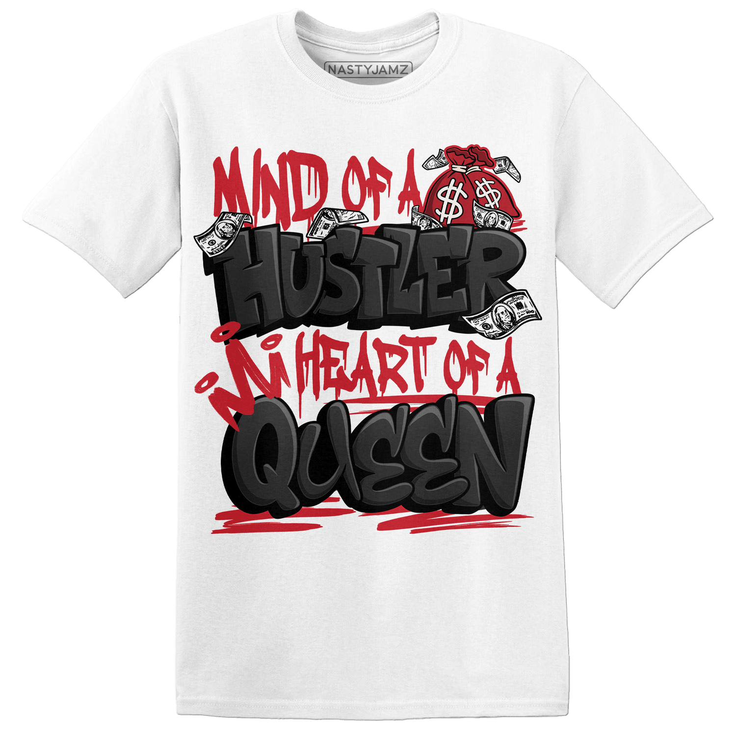 Jumman Jack Universityy Red T Shirt Match Hustler Heart Queen - NastyJamz