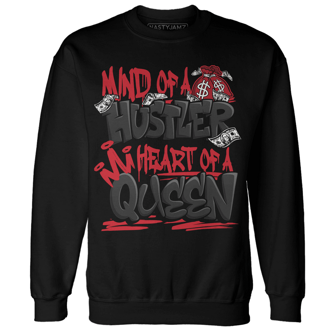 Jumman Jack Universityy Red Sweatshirt Match Hustler Heart Queen - NastyJamz