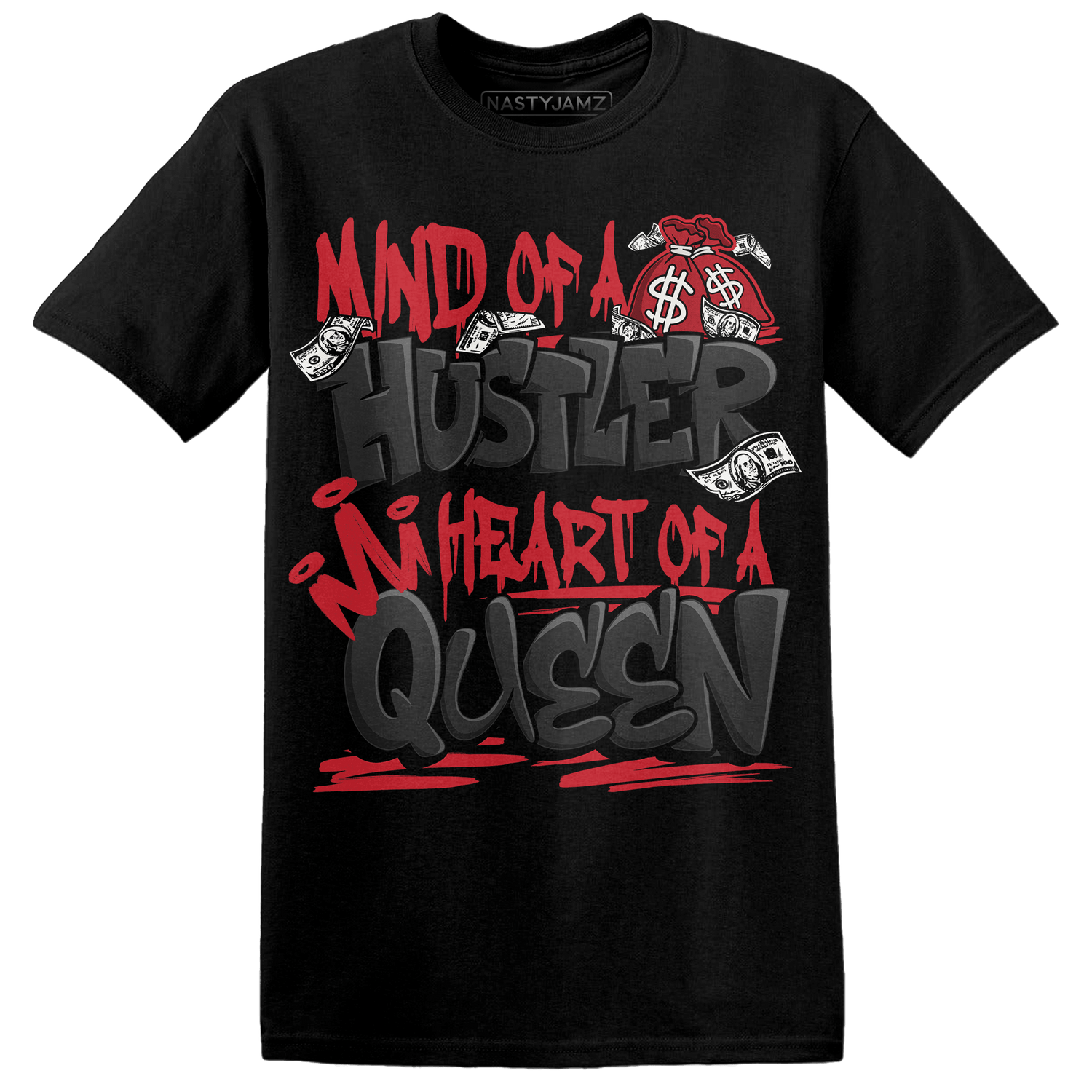Jumman Jack Universityy Red T Shirt Match Hustler Heart Queen - NastyJamz