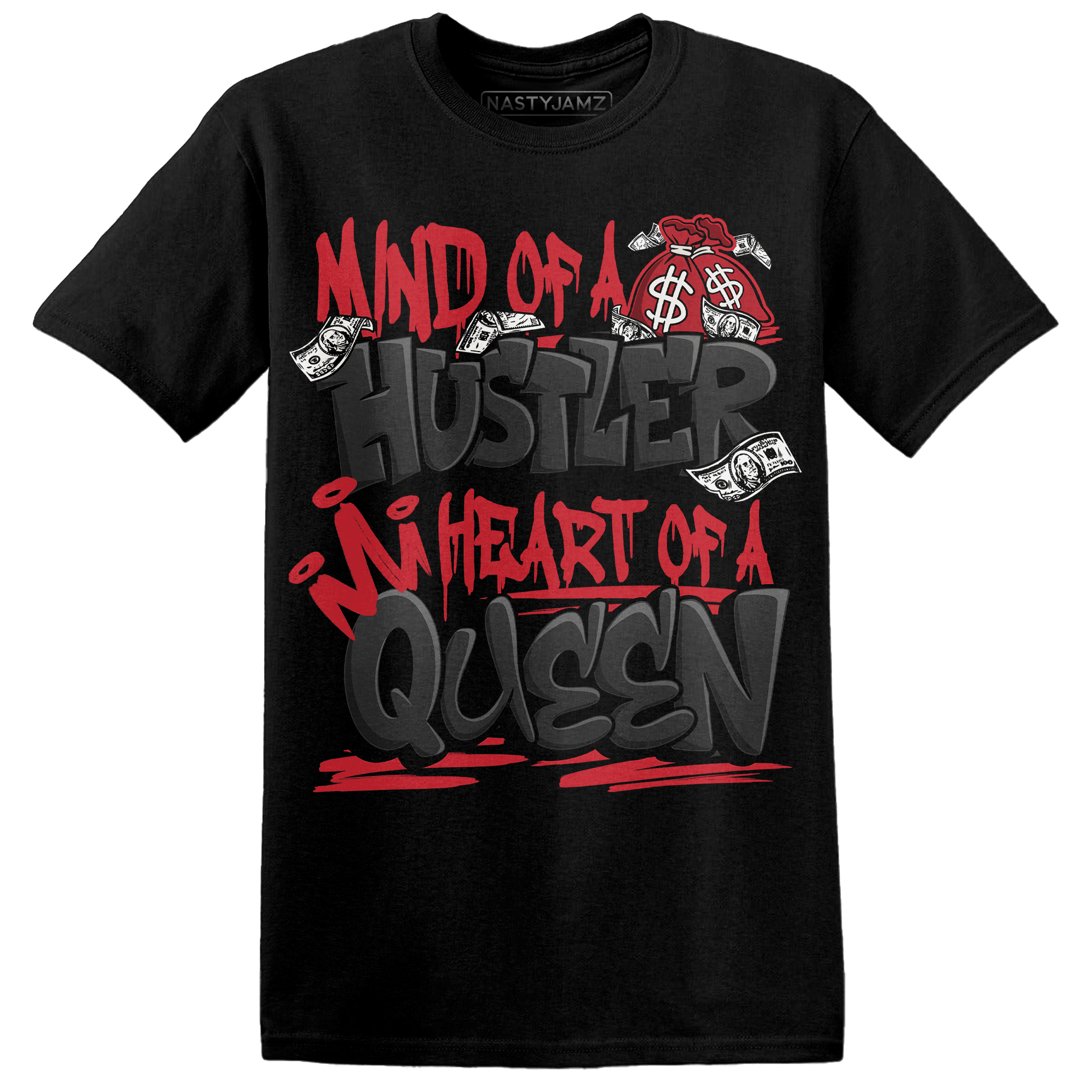 Jumman Jack Universityy Red T Shirt Match Hustler Heart Queen - NastyJamz