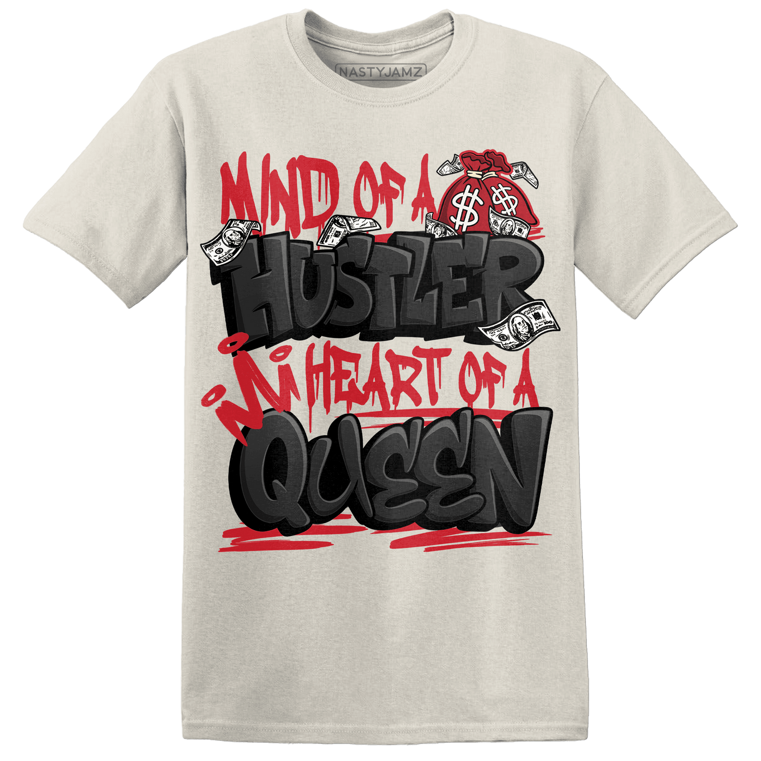 Jumman Jack Universityy Red T Shirt Match Hustler Heart Queen - NastyJamz