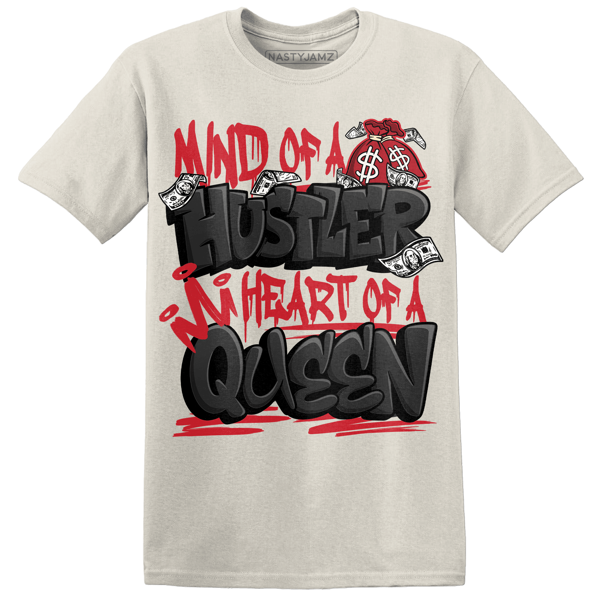 Jumman Jack Universityy Red T Shirt Match Hustler Heart Queen - NastyJamz
