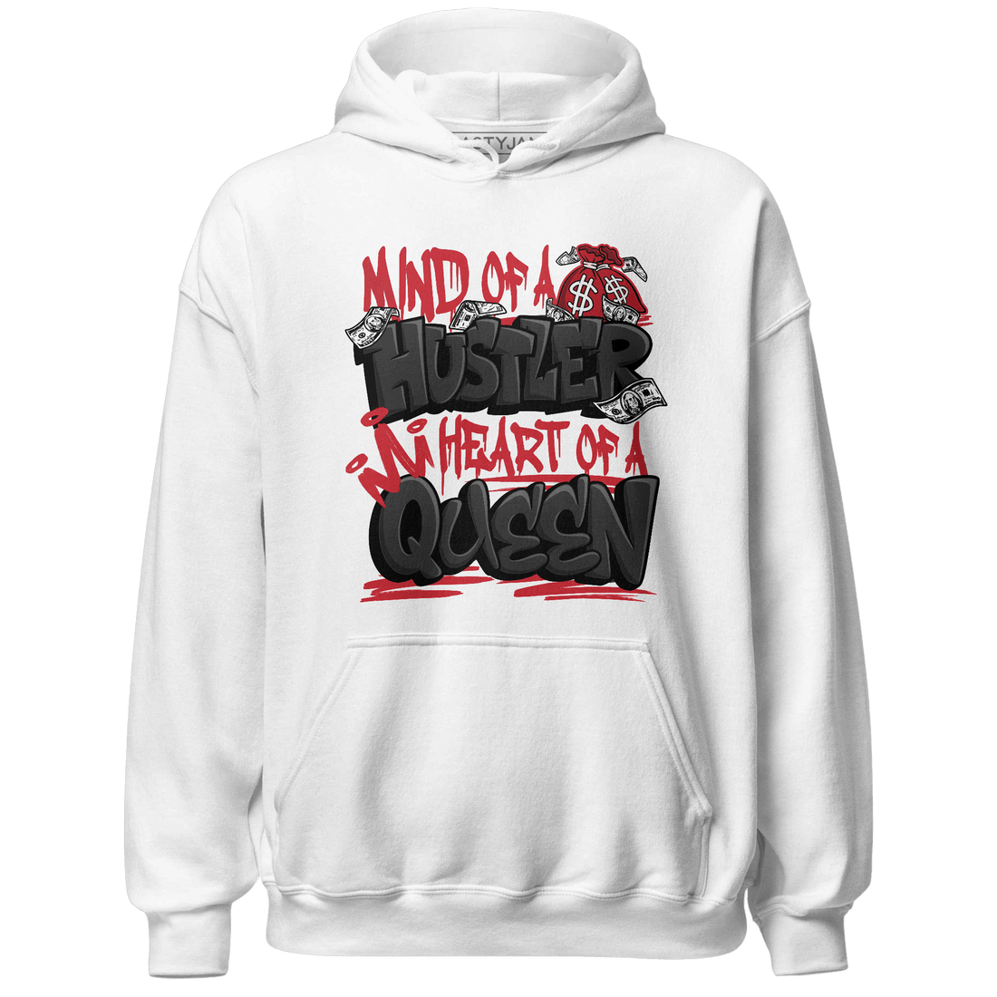 Jumman Jack Universityy Red Hoodie Match Hustler Heart Queen - NastyJamz