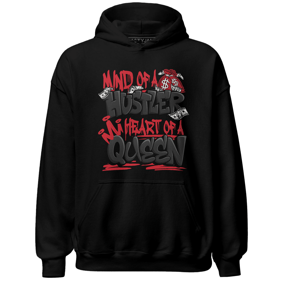 Jumman Jack Universityy Red Hoodie Match Hustler Heart Queen - NastyJamz