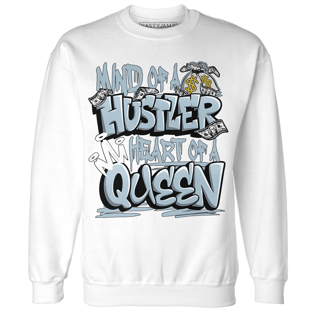 Blue Grey 13s Sweatshirt Match Hustler Heart Queen - NastyJamz