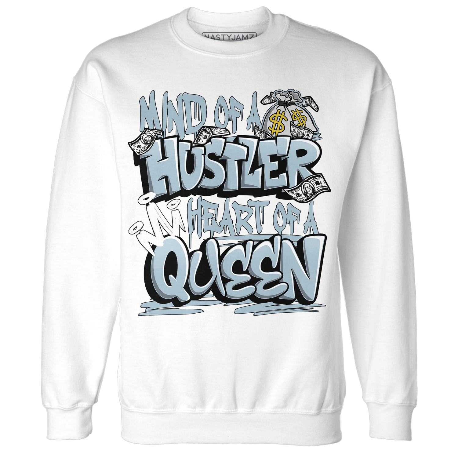 Blue Grey 13s Sweatshirt Match Hustler Heart Queen - NastyJamz