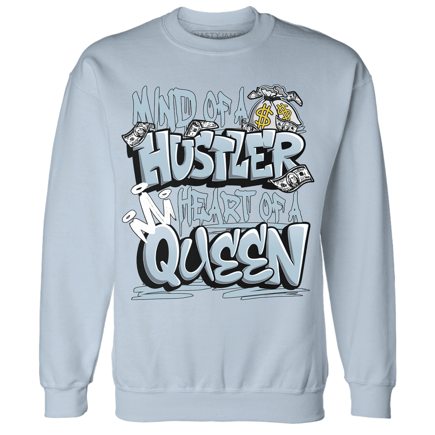 Blue Grey 13s Sweatshirt Match Hustler Heart Queen - NastyJamz
