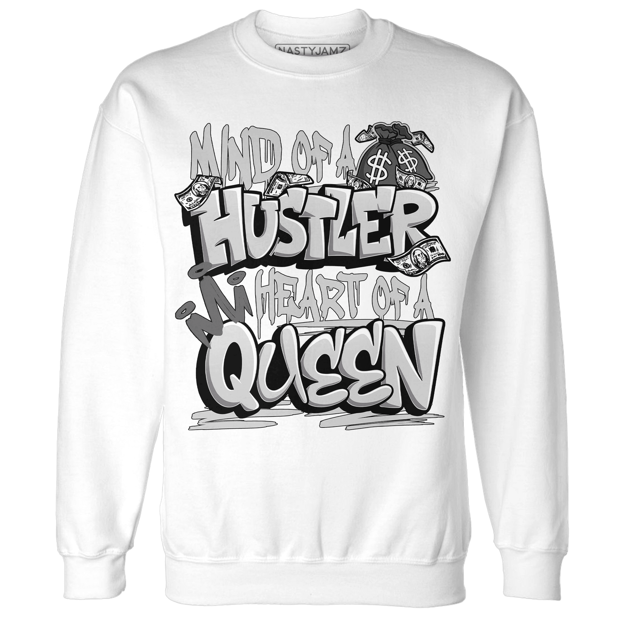 Retro High OG Black White 1s Sweatshirt Match Hustler Heart Queen - NastyJamz