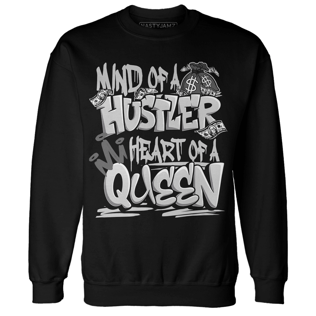 Retro High OG Black White 1s Sweatshirt Match Hustler Heart Queen - NastyJamz
